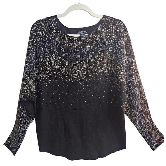 Oliver & Co Sweaters - Y2k Black Sequin Ombre Dolman Sleeve Sweater Top L Retro #533